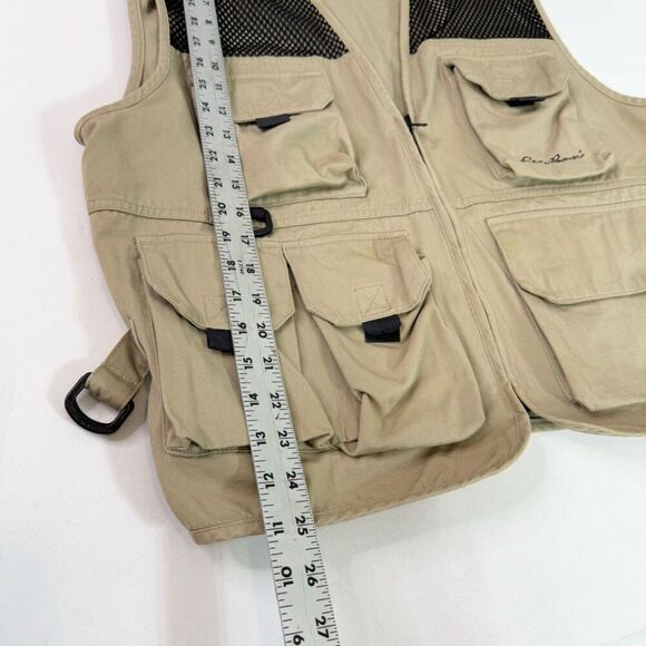 Vintage Eddie Bauer Fishing Vest Mens Medium Pockets Mesh Tan Khaki Utility - Picture 4 of 9